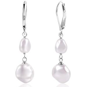 925 Sterling Silver Elegant Silver Pearl Drop Earrings